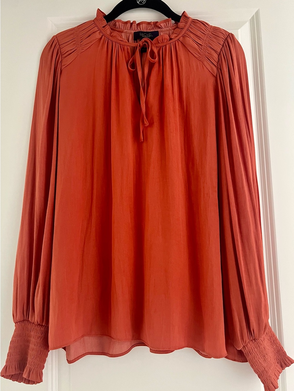 Rachel Roy Rust Tie-Neck Long-Sleeve Blouse